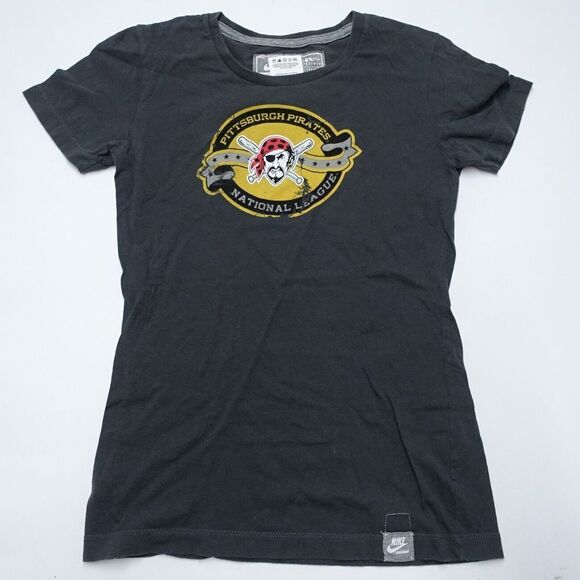Nike T-Shirt Women's Small (4-6) Black Pittsburgh Pirates Crew Neck Short Sleeve - Picture 1 of 5